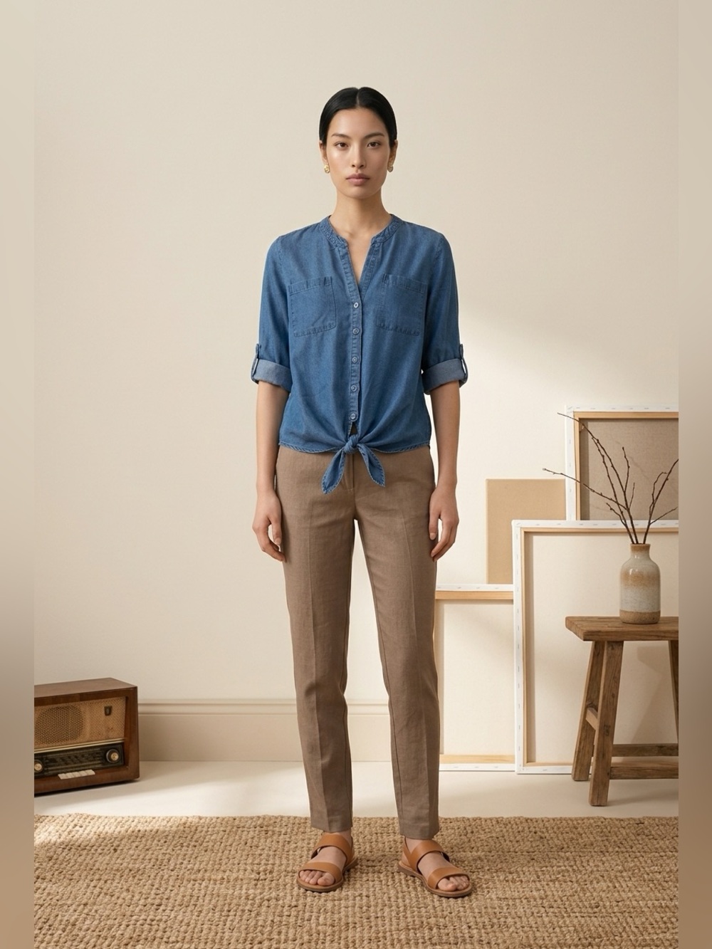 Blue Button-Up Top - Size Small